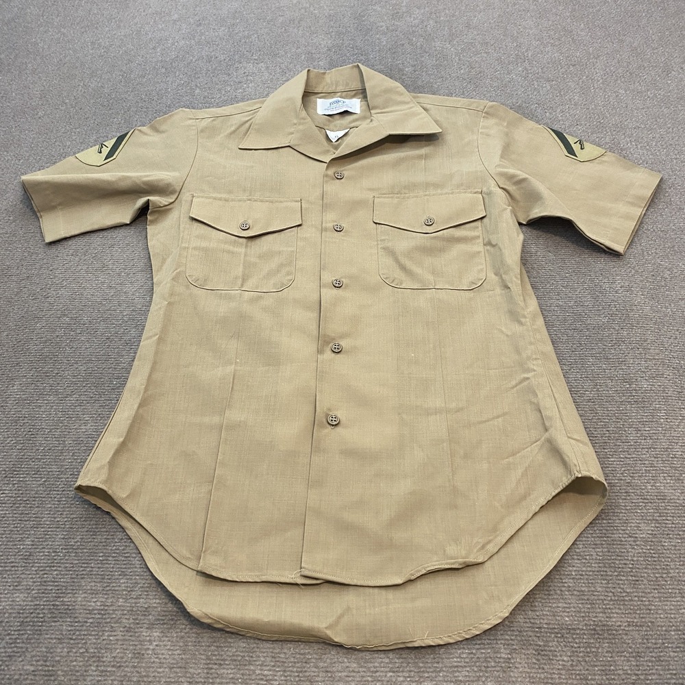 DSCP Khaki Uniform Shirt Short Sleeve Military Workwear Men's Size 15‎